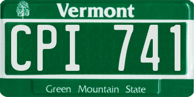 VT license plate CPI741