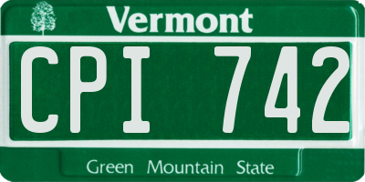 VT license plate CPI742