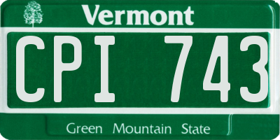 VT license plate CPI743