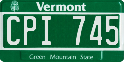 VT license plate CPI745