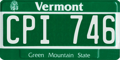 VT license plate CPI746