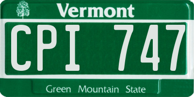 VT license plate CPI747