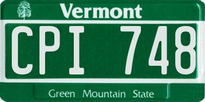 VT license plate CPI748