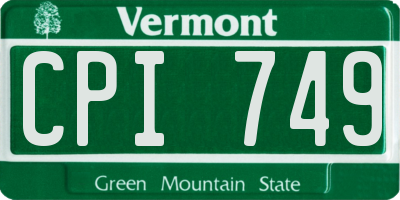 VT license plate CPI749
