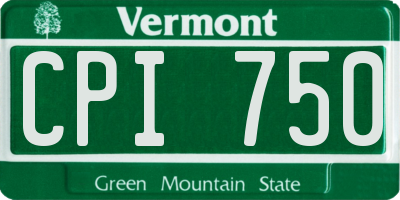 VT license plate CPI750