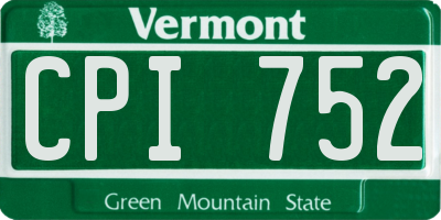 VT license plate CPI752