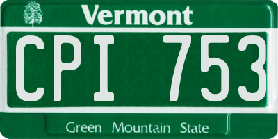 VT license plate CPI753