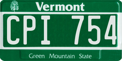 VT license plate CPI754