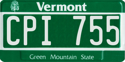 VT license plate CPI755