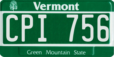 VT license plate CPI756