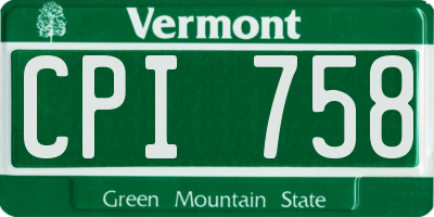 VT license plate CPI758