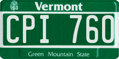 VT license plate CPI760