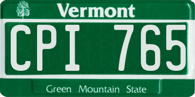 VT license plate CPI765