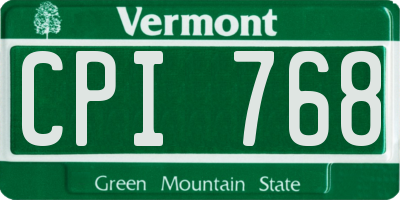 VT license plate CPI768
