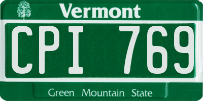 VT license plate CPI769