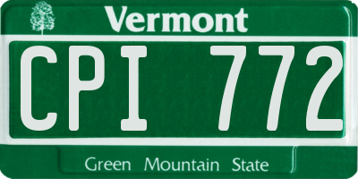 VT license plate CPI772