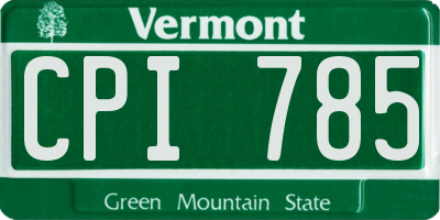 VT license plate CPI785