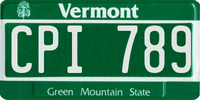 VT license plate CPI789