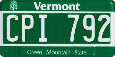 VT license plate CPI792