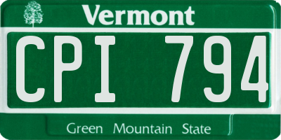 VT license plate CPI794