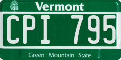 VT license plate CPI795