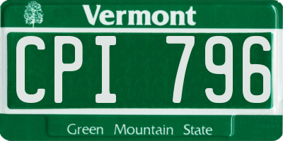 VT license plate CPI796