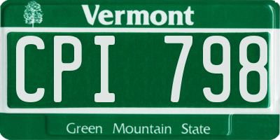 VT license plate CPI798