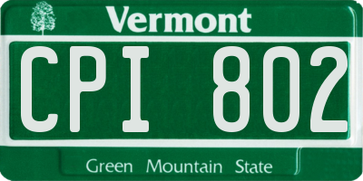 VT license plate CPI802