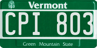VT license plate CPI803