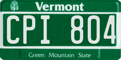 VT license plate CPI804