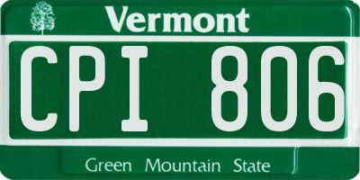 VT license plate CPI806
