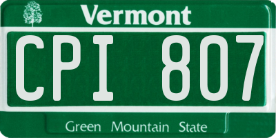 VT license plate CPI807
