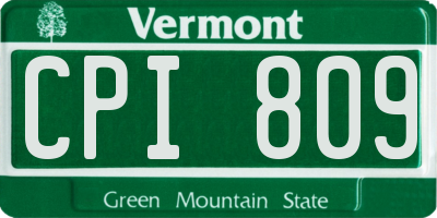 VT license plate CPI809