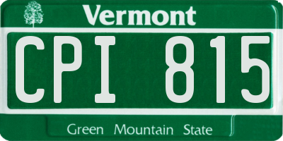 VT license plate CPI815