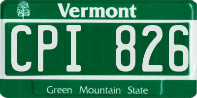VT license plate CPI826