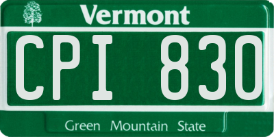 VT license plate CPI830