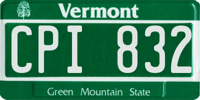 VT license plate CPI832