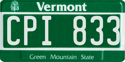 VT license plate CPI833