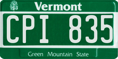 VT license plate CPI835