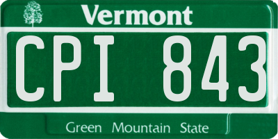 VT license plate CPI843