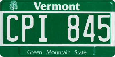 VT license plate CPI845