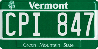 VT license plate CPI847