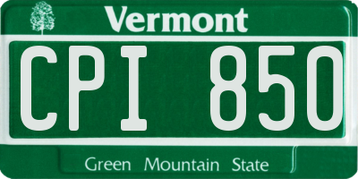 VT license plate CPI850