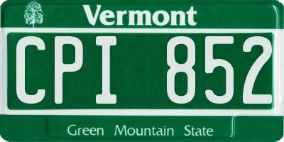 VT license plate CPI852
