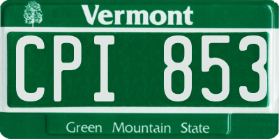 VT license plate CPI853