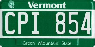 VT license plate CPI854