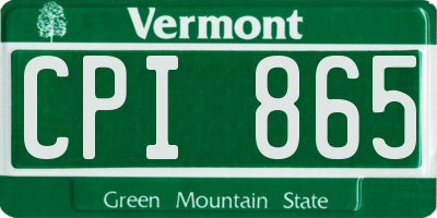 VT license plate CPI865