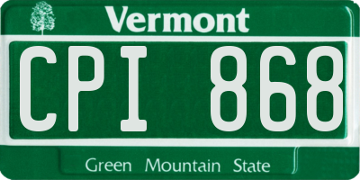 VT license plate CPI868