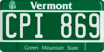 VT license plate CPI869