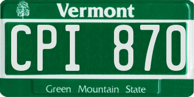 VT license plate CPI870